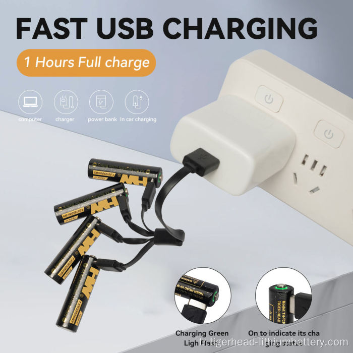 4PCS 1.5V AA 3500mWh USB-C Şarj Edilebilir Lityum Pil